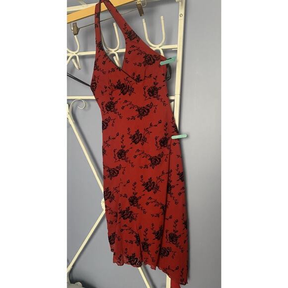 Vintage Red Sweet Heart Dress Black Roses Stretch Babydoll Romantic Rampage Sm - Picture 1 of 8